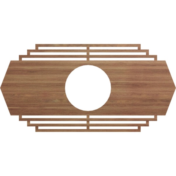Ekena Millwork Chrysler Wood Fretwork Pierced Ceiling Medallion, Walnut, 38"W x 19"H x 10"ID x 1/4"T CMWP38X19X0250CSWA - main